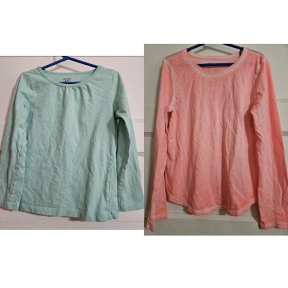 Lot of Long Sleeved Tops Green CARTER’S and Pink SO Girls Size 7 - Picture 1 of 5